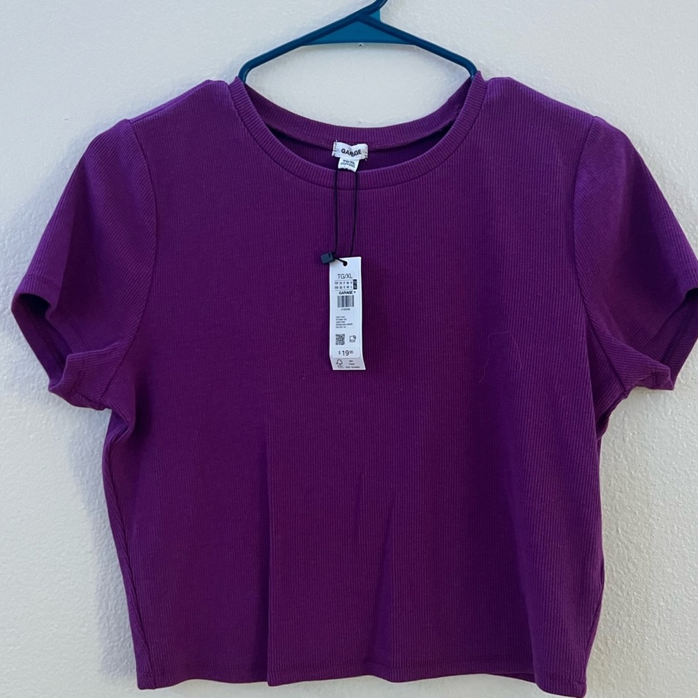 GARAGE Cropped Purple T-shirt, New with Tags, size XL